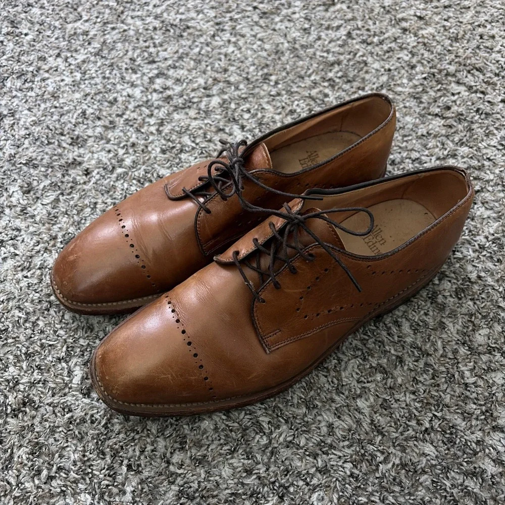 Allen Edmonds Troy Walnut Brogue Oxford Dress Shoes Mens Size 8 Lace Up USA Made